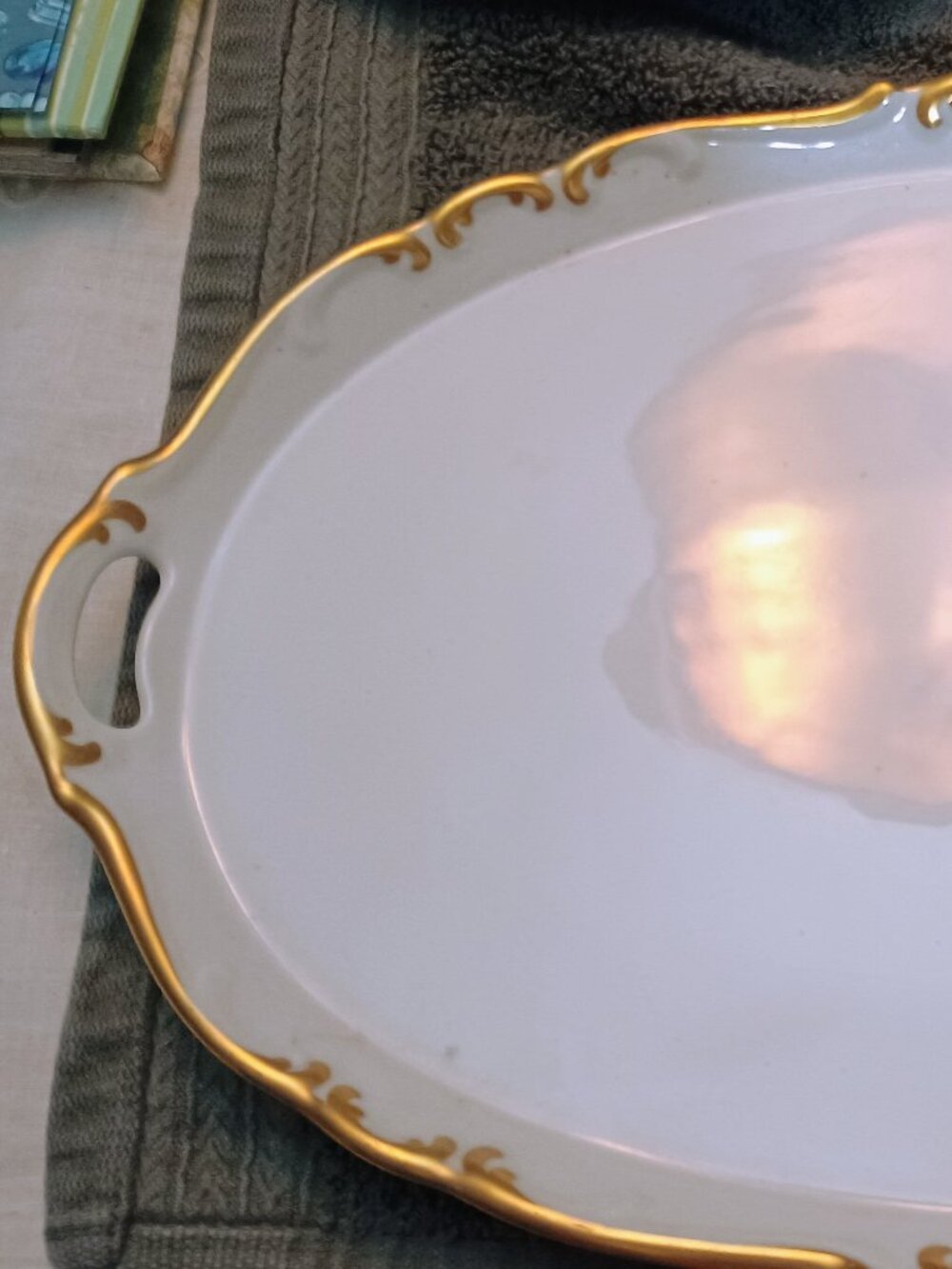 Austrian large gold and white vintage platter